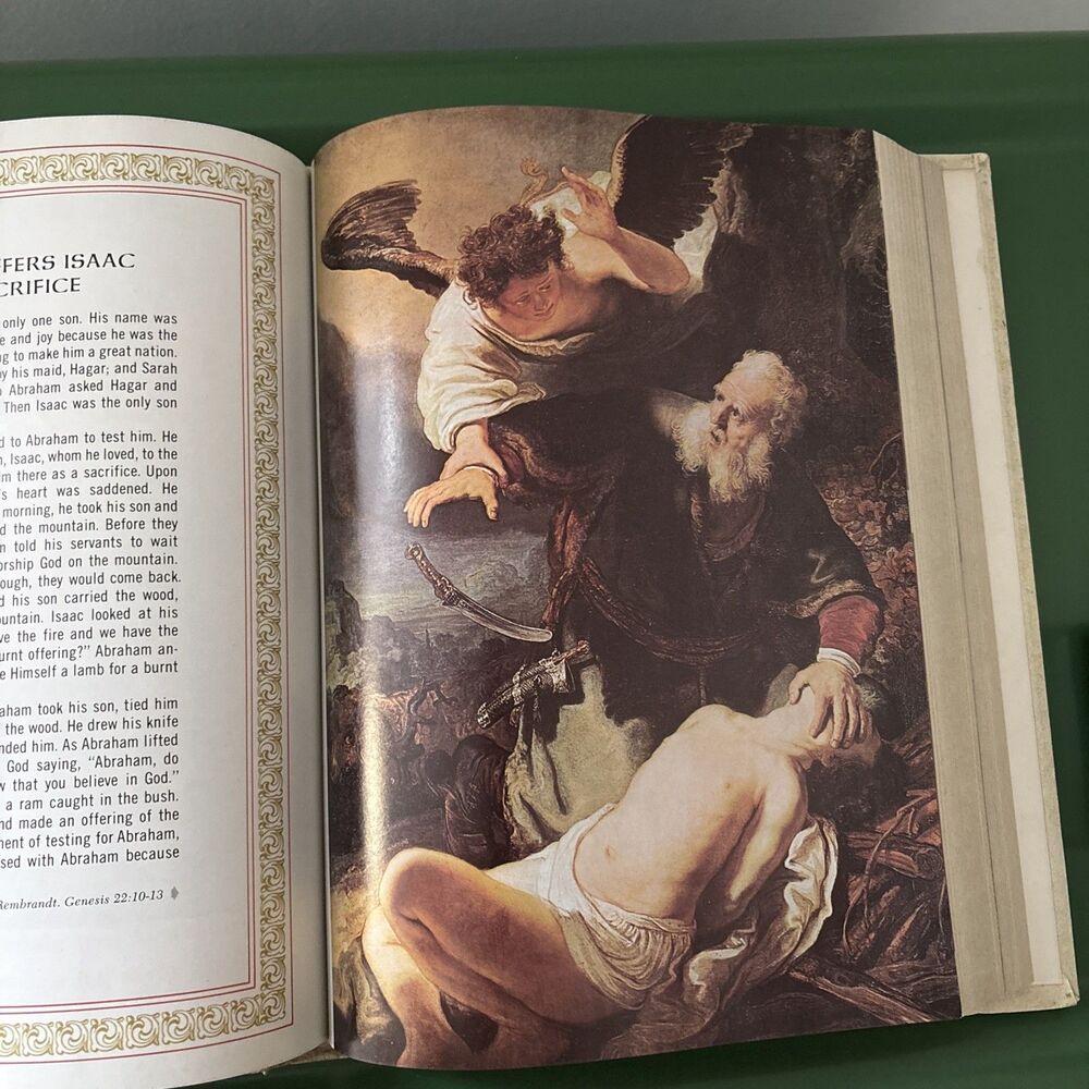 VTG 1978 Large Bible Family Keepsake illustrated KJV words of Christ in Red - Picture 14 of 16